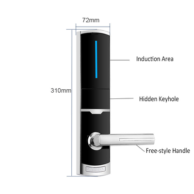 310*72mm Zinc Alloy Hotel Electronic Smart Door Locks con scheda RFID e chiave meccanica