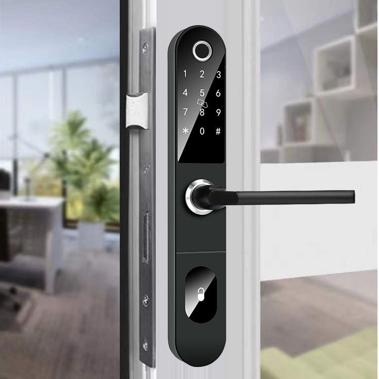 Slim Body Fingerprint Password TTlock App Controllato Con blocco porta con 4 piastre AAA