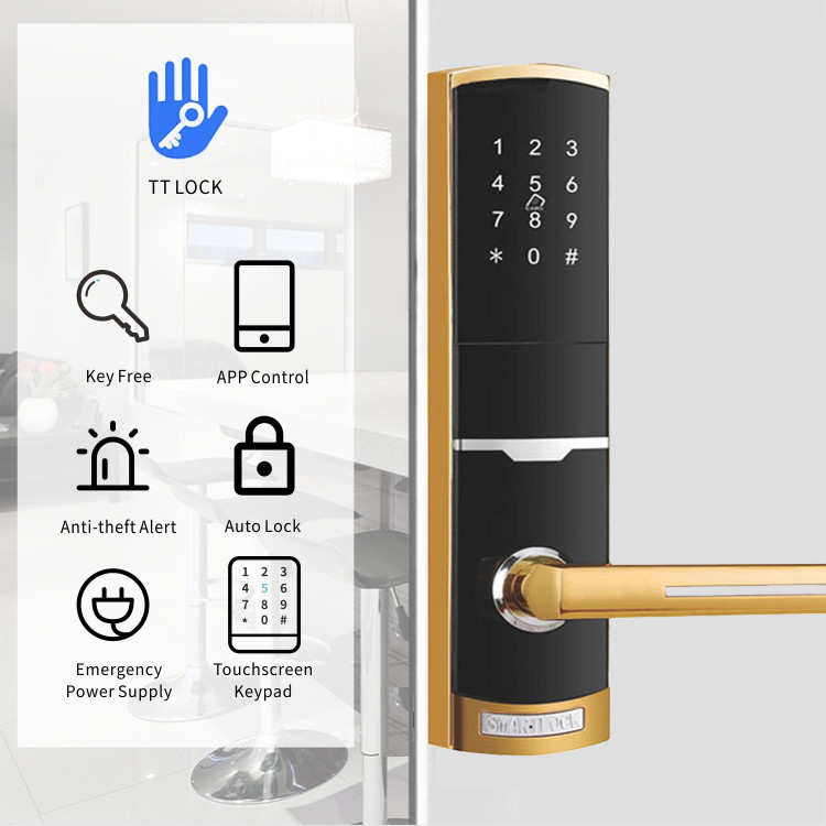 Colore oro Remote Control Smart Keypad Chiusura porta con TTlock app chiave di carta